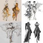 **continental drift fashion design sketch --ar 4:5** - <@948741381743083580> (fast)