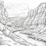 **coloring book cover drawing Grand Canyon, in the style of mixes realistic and fantastical elements, dreamlike illustrations, bloomcore, tasteful use of negative space, no text, sketchfab, adventurecore, magic realism --ar 83:107 --v 5.2** - Image #3 <@1144501518293282817>