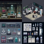 **pixel art spritesheet of high tech lab for a side scrolling game --v 7.0** - <@758874491680981014> (fast)