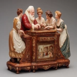**santa claus with his female assistants in his opalized wood cabinet --ar 7:5 --v 7.0 --raw** - Image #1 <@405548268966117377>