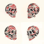 **A skull traditional old shcool tattoo design, white background** - Variations (Strong) by <@1289925671455559733> (fast)