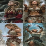 **The Viking priestess stands among the ancient ruins. Her fingertips crackle with lightning as she summons the powers of the gods. Muscles visibly strained, it is almost more than she can bear, but she is determined. Though her teeth are gritted, her expression is resolute. --ar 1:2 --s 750** - <@344228814332887040> (fast)