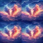 **A pair of angelic wings floating in the sky, surrounded by clouds and sunsets, in a cartoon style with cute, dreamy colors, suitable for a wallpaper or mobile phone background. --ar 4:7 --v 6.0 --s 250** - Zoom Out by <@756269320539209761> (fast)