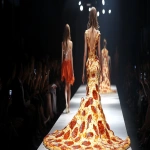 **pizza dress on the runway, melted cheese getting all over the catwalk because it's actually a real pizza, embarrasing --ar 17:9** - Image #2 <@1178205273886822471>