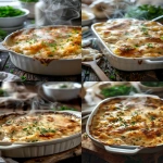 **ultra cozy creamy chicken alfredo bake pulled from the oven, bubbling golden cheese, steam rising, soft winter morning light, rustic wooden table, white casserole dish, shallow depth of field, warm tones, high-end food photography, --ar 2:3 --v 6.0 --raw** - <@1321895242076520463> (fast)