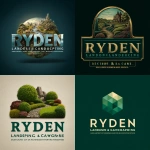 **A professional, 3D logo for an expert landscaping company called "Ryden Landscaping & Lawncare", specializing in large-scale landscape engineering & design for businesses and very wealthy individuals.** - <@761225412164321321> (fast)