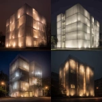 **A six-story building approximately 25 meters tall with an architectural facade made entirely of fabric. The textile facade is divided into three distinct vertical sections, each with a slightly different texture, pattern, and translucency, yet clearly belonging to one cohesive overall design. The fabric appears soft, flowing, and gently tensioned, creating subtle variations in depth and rhythm. The building glows from within, with warm interior light shimmering and diffusing through the fabric facade, creating a poetic, atmospheric effect at night. Contemporary architectural installation, experimental textile architecture, elegant, minimal yet expressive, cinematic lighting, high detail, realistic materials, dusk or night setting. --raw** - <@1367825139311443979> (fast)
-# Create, explore, and organize on [midjourney.com](<https://midjourney.com/imagine?from_discord=1>)