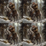 **a dwarf warior mounted on a dappled gray war pony. he is wearing gloves detailed background, high fantasy atmosphere, anime, --cref <https://s.mj.run/j1nWzMlxF-Y> --cw 0 --v 6.1** - Variations (Region) by <@334398819246538773> (relaxed)