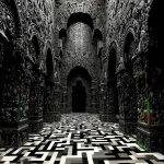 **Stuck in an Escher maze on LSD --sref 4240880785 2348464004 <https://s.mj.run/VFUFpA16DHU> --ar 7:5 --s 350 --w 23 --v 7.0 --c 7** - Image #2 <@342478137634062338>