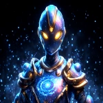 **futuristic watcher sentinel in weathered bronze armor, glowing yellow eyes beneath a sleek helm, observing a holographic almagest spiral galaxy grid, dramatic cinematic lighting, Unreal Engine-style, ultra HD 8K --ar 3:2 --exp 25 --p l8ux4yj j5vl1fh --v 7.0** - Image #4 <@106534493057220608>