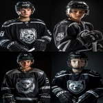 **Upper body portrait of a charismatic 14-year-old Canadian male ice hockey player, wearing a modern black and silver uniform with chrome accents and a bold NHL-style bear logo on the chest, black gloves, helmet with clear glass visor. Charismatic, confident, determined expression, youth NHL rookie energy, styled like an official NHL promotional poster. Ultra-realistic dramatic sports photography, cinematic studio lighting with bold contrast, HDR effect, sharp detail, intense focus. Captured with a Sony α7R IV camera, 85mm lens, f1.2 aperture --ar 2:3 --raw --v 6.1** - <@1007029574430892245> (fast, stealth)
-# Create, explore, and organize on [midjourney.com](<https://midjourney.com/imagine?from_discord=1>)