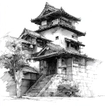 **dibujo en sketch a blanco y negro de edificación tradicional japonesa** - Image #4 <@1099054943794647211>