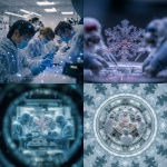 **Three teams of scientists doing the same experiement, making sure that at least two of the measured data sets are correct. Snowflake macrophotography Midjourney laboratory.** - <@639231094968942592> (relaxed)