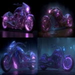 **glowing lavender glass motorcycle at night, high definition cgi --chaos 10 --ar 4:3 --raw --profile zogwb4d --v 7.0** - <@314549600381960196> (fast)