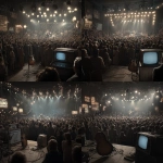 **Create a high-quality ultra-realistic photo background which is colour graded of a 1950s rock and roll concert. Have a large tv / screen on the right hand side near the edge of the picture which you can see the whole screen** - Variations (Strong) by <@1168106068602261574> (fast)