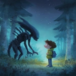 **Xenomorph as a children's book illustration --ar 4:5 --v 7.0** - Upscaled by <@1071437900610293863> (fast)