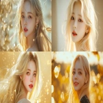 **Blond hair korean young women, gold, happy, pretty, cute --v 6.1 --ar 16:9** - <@1136199270224117860> (fast)