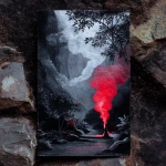 **fumarole eerie painting with a color scheme of monochromatic black and white with a pop of red. The painting uses cross-hatching and palette knife techniques, inspired by analog horror, grunge Polaroids, ukiyo-e and retro Japanese horror. The mood is mysterious and unsettling --p v72x35v** - Image #2 <@948741381743083580>