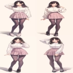 **beautiful anime woman, black straight hair, facing towards the camera, standing still, full body shot, hand-drawn concept art, lineart, two-tone shading, stylized anime art, athletic and pretty, short pink plaid pleated skirt, white button blouse, purple-gray leggings, model, influencer, cinematic, two-tone coloring, professional lineart, thick lines, modern, pretty, in the style of modern anime, concept art, hand drawn, realistic proportions, detailed face, anime screenshot --ar 8:19 --niji 6** - Variations (Strong) by <@299714843269791752> (relaxed)