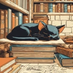 **Black cat sleeps on a pile of books about Cosmography --sref 875603842 --ar 4:5** - Image #2 <@948741381743083580>
