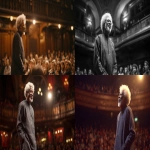 **eye-level front-facing shot, a high definition photo realistic of profesor wole soyinka, standing in the centre of the frame, full body shot, standing with one hand in his pockets, full body , blurred out audiences in the background and surrounding, addressing the student at Oxford University United Kingdom, detailed aesthestics, beautiful stage lights, wearing smooth dark african native outfit, detailed image, --ar 16:9 --v 7.0** - <@1065391125663322203> (fast)
