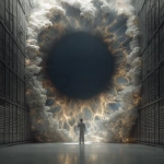 **cinematic. In a futuristic server room, a man looks closely at a single iris that has bloomed within a crack in a server. He is puzzled. Prophetic iris --s 750 --v 7.0** - Upscaled by <@1071135204846096475> (fast)