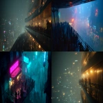 **Very warm and cozy balcony viewing a crowd of people walking in neon Cyberpunk city , The Balacony has no Barriers , Living in the apocalypse , foggy , No Rain , night , very sharp , very realistic , True Movie , ultra detailed , 8k resolution --v 7.0 --ar 16:9** - <@1088952449756315819> (fast)