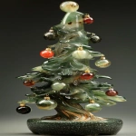 **a bonsai Christmas tree netsuke, made of translucent jade and granite with gemstone ornaments, incredibly intricately detailed, realistic --no frost --ar 4:7 --style raw --personalize j71c6gx --stylize 35 --q 2** - Image #4 <@682059907310157871>