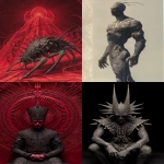 **Monochronolith cenobite, by Clive Barker and Wayne Barlowe. Full body. Dynamic --ar 2:3 --v 7.0 --c 10 --no statue** - <@1052958752749387917> (relaxed)