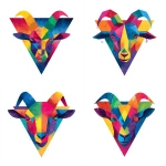 **a triangular multi-color goats head in the style of Kandinsky, vector graphic circular logo style** - Variations (Strong) by <@1054837681751867413> (fast)